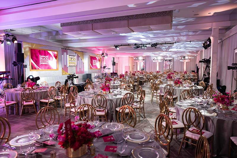 Dining room decorated for event